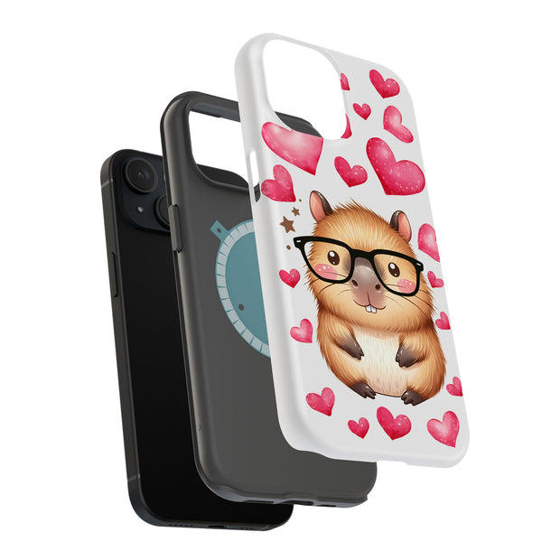 Capybara Love Tough Cases For Apple iPhone (17, 16, 15, 14, 13, 12, 11, X, SE, 8, 7/ Air, Plus, Pro, Max, Mini, XR, XS), Print in USA