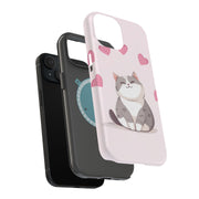 Cute Cat Love Tough Cases For Apple iPhone (17, 16, 15, 14, 13, 12, 11, X, SE, 8, 7/ Air, Plus, Pro, Max, Mini, XR, XS), Print in USA