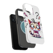 Confused Cat Tough Cases For Apple iPhone (17, 16, 15, 14, 13, 12, 11, X, SE, 8, 7/ Air, Plus, Pro, Max, Mini, XR, XS), Print in USA