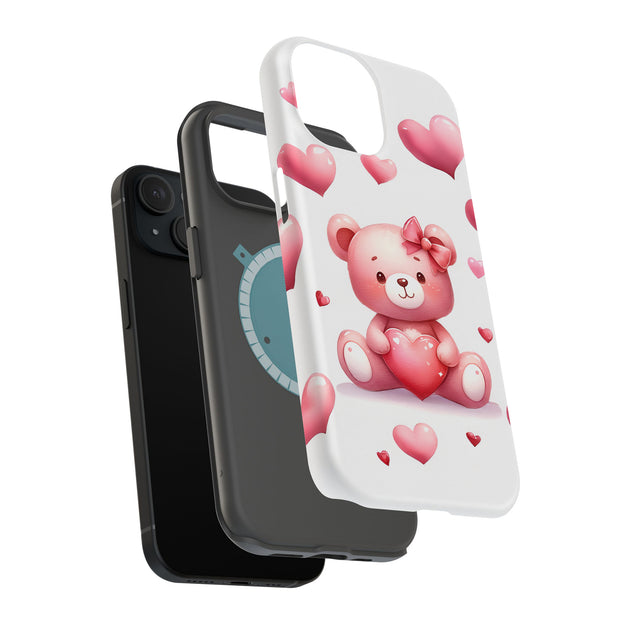 Valentine Bear Tough Cases For Apple iPhone (17, 16, 15, 14, 13, 12, 11, X, SE, 8, 7/ Air, Plus, Pro, Max, Mini, XR, XS), Print in USA