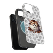 Need Coffee Cat Tough Cases For Apple iPhone (17, 16, 15, 14, 13, 12, 11, X, SE, 8, 7/ Air, Plus, Pro, Max, Mini, XR, XS), Print in USA