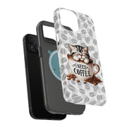 am Coffee Cat Tough Cases For Apple iPhone (17, 16, 15, 14, 13, 12, 11, X, SE, 8, 7/ Air, Plus, Pro, Max, Mini, XR, XS), Print in USA