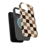 Coffee Checker Tough Cases For Apple iPhone (17, 16, 15, 14, 13, 12, 11, X, SE, 8, 7/ Air, Plus, Pro, Max, Mini, XR, XS), Print in USA