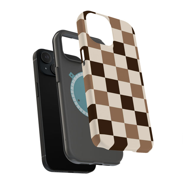 Coffee Checker Tough Cases For Apple iPhone (17, 16, 15, 14, 13, 12, 11, X, SE, 8, 7/ Air, Plus, Pro, Max, Mini, XR, XS), Print in USA