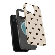 Coffee Hearts Tough Cases For Apple iPhone (17, 16, 15, 14, 13, 12, 11, X, SE, 8, 7/ Air, Plus, Pro, Max, Mini, XR, XS), Print in USA