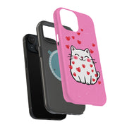 Valentine Cat Tough Cases For Apple iPhone (17, 16, 15, 14, 13, 12, 11, X, SE, 8, 7/ Air, Plus, Pro, Max, Mini, XR, XS), Print in USA