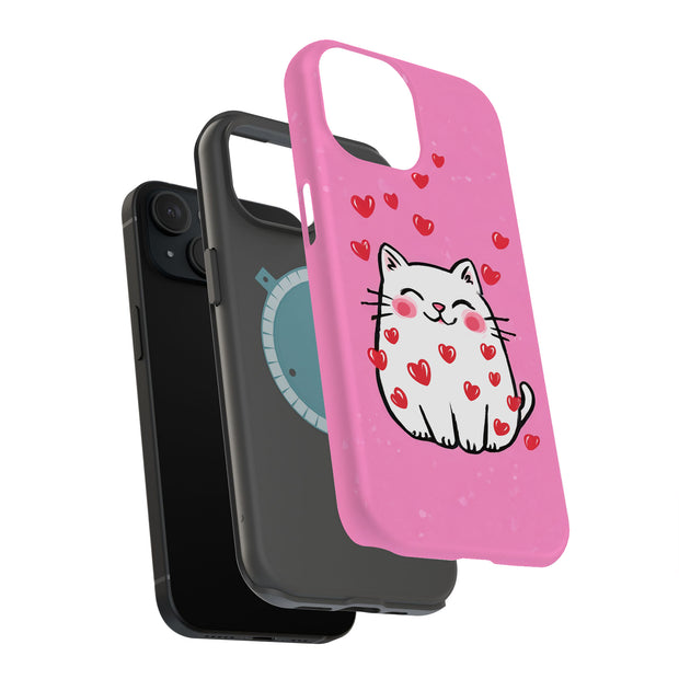 Valentine Cat Tough Cases For Apple iPhone (17, 16, 15, 14, 13, 12, 11, X, SE, 8, 7/ Air, Plus, Pro, Max, Mini, XR, XS), Print in USA