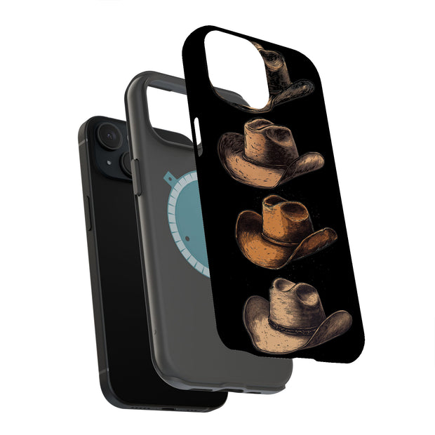 Cowboy Hats 1 Tough Cases For Apple iPhone (17, 16, 15, 14, 13, 12, 11, X, SE, 8, 7/ Air, Plus, Pro, Max, Mini, XR, XS), Print in USA