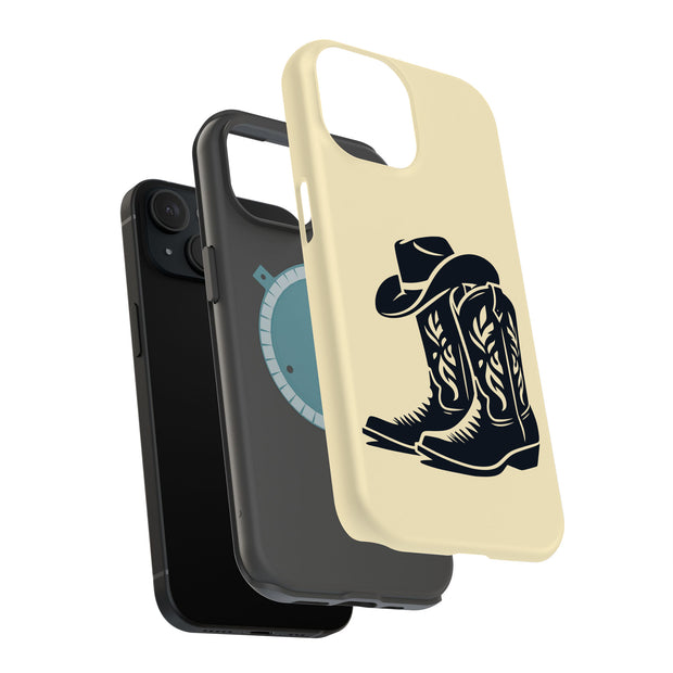 Cowboy Hat Boot Tough Cases For Apple iPhone (17, 16, 15, 14, 13, 12, 11, X, SE, 8, 7/ Air, Plus, Pro, Max, Mini, XR, XS), Print in USA