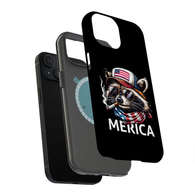Patriot Raccoon Tough Cases For Apple iPhone (17, 16, 15, 14, 13, 12, 11, X, SE, 8, 7/ Air, Plus, Pro, Max, Mini, XR, XS), Print in USA