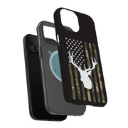 USA Flag Deer 2 Tough Cases For Apple iPhone (17, 16, 15, 14, 13, 12, 11, X, SE, 8, 7/ Air, Plus, Pro, Max, Mini, XR, XS), Print in USA