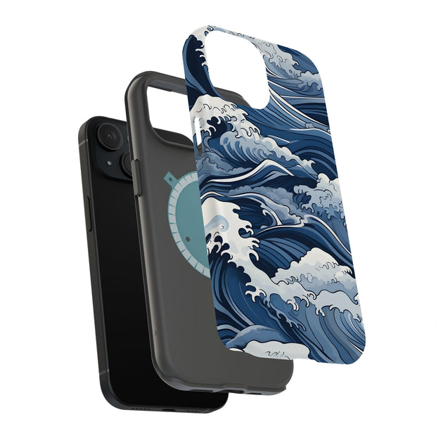 Japanese Wave 1 Tough Cases For Apple iPhone (17, 16, 15, 14, 13, 12, 11, X, SE, 8, 7/ Air, Plus, Pro, Max, Mini, XR, XS), Print in USA