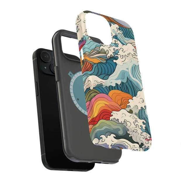 Japanese Wave 2 Tough Cases For Apple iPhone (17, 16, 15, 14, 13, 12, 11, X, SE, 8, 7/ Air, Plus, Pro, Max, Mini, XR, XS), Print in USA