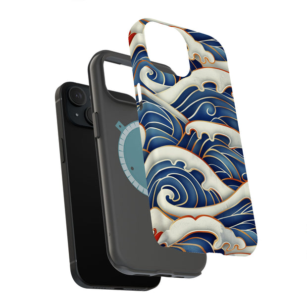 Japanese Wave 6 Tough Cases For Apple iPhone (17, 16, 15, 14, 13, 12, 11, X, SE, 8, 7/ Air, Plus, Pro, Max, Mini, XR, XS), Print in USA