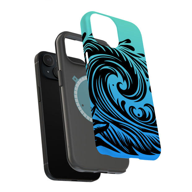 Line Art Waves Tough Cases For Apple iPhone (17, 16, 15, 14, 13, 12, 11, X, SE, 8, 7/ Air, Plus, Pro, Max, Mini, XR, XS), Print in USA