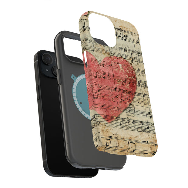 Music Hearts Tough Cases For Apple iPhone (17, 16, 15, 14, 13, 12, 11, X, SE, 8, 7/ Air, Plus, Pro, Max, Mini, XR, XS), Print in USA
