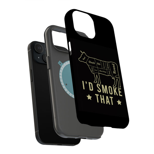 I'd Smoke Cow Tough Cases For Apple iPhone (17, 16, 15, 14, 13, 12, 11, X, SE, 8, 7/ Air, Plus, Pro, Max, Mini, XR, XS), Print in USA