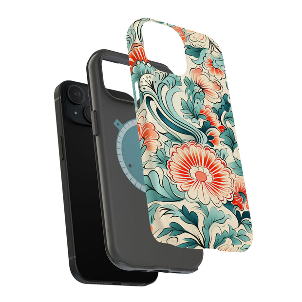 Japan FolkArt 1 Tough Cases For Apple iPhone (17, 16, 15, 14, 13, 12, 11, X, SE, 8, 7/ Air, Plus, Pro, Max, Mini, XR, XS), Print in USA