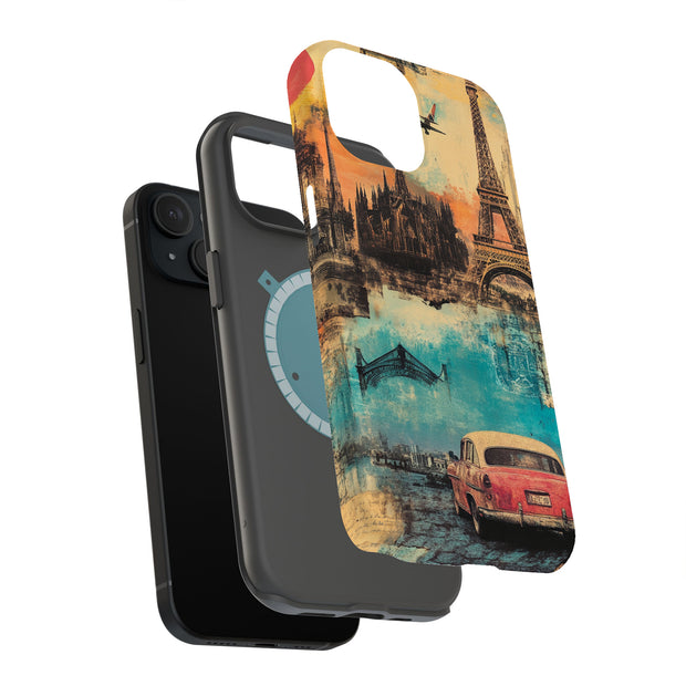 Paris Collage 2 Tough Cases For Apple iPhone (17, 16, 15, 14, 13, 12, 11, X, SE, 8, 7/ Air, Plus, Pro, Max, Mini, XR, XS), Print in USA