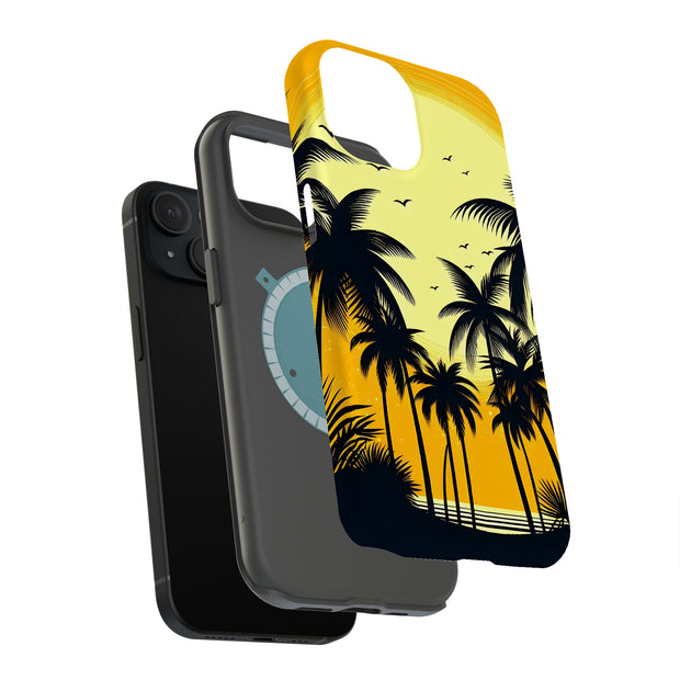 Palm Tree Beach Tough Cases For Apple iPhone (17, 16, 15, 14, 13, 12, 11, X, SE, 8, 7/ Air, Plus, Pro, Max, Mini, XR, XS), Print in USA