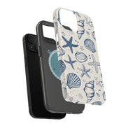 Blue Sea Shells Tough Cases For Apple iPhone (17, 16, 15, 14, 13, 12, 11, X, SE, 8, 7/ Air, Plus, Pro, Max, Mini, XR, XS), Print in USA
