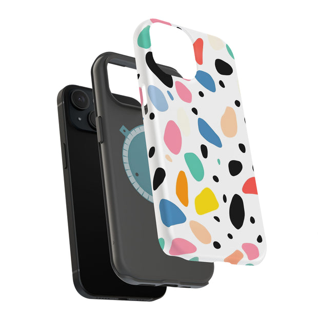 Abstract Color Dots Tough Cases For Apple iPhone (17, 16, 15, 14, 13, 12, 11, X, SE, 8, 7/ Air, Plus, Pro, Max, Mini, XR, XS), Print in USA