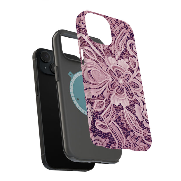 Purple Lace Dream Tough Cases For Apple iPhone (17, 16, 15, 14, 13, 12, 11, X, SE, 8, 7/ Air, Plus, Pro, Max, Mini, XR, XS), Print in USA