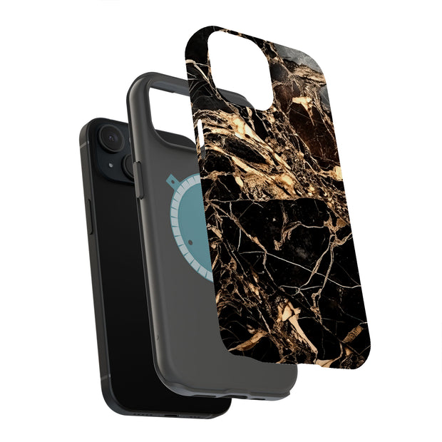 Gold Marble Tough Cases For Apple iPhone (17, 16, 15, 14, 13, 12, 11, X, SE, 8, 7/ Air, Plus, Pro, Max, Mini, XR, XS), Print in USA