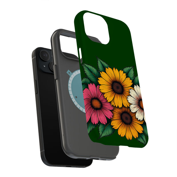 Color Art Floral Tough Cases For Apple iPhone (17, 16, 15, 14, 13, 12, 11, X, SE, 8, 7/ Air, Plus, Pro, Max, Mini, XR, XS), Print in USA