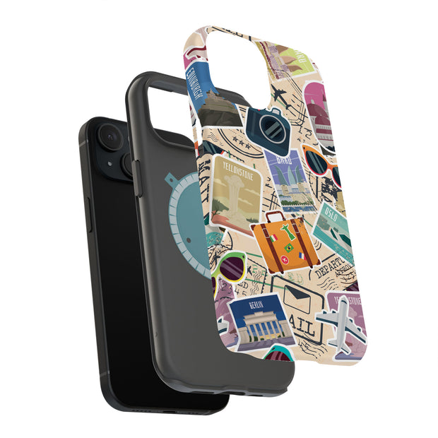 Travel Sticker Tough Cases For Apple iPhone (17, 16, 15, 14, 13, 12, 11, X, SE, 8, 7/ Air, Plus, Pro, Max, Mini, XR, XS), Print in USA