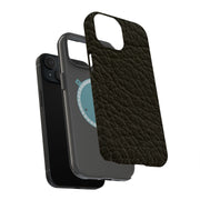 Black Leather Tough Cases For Apple iPhone (17, 16, 15, 14, 13, 12, 11, X, SE, 8, 7/ Air, Plus, Pro, Max, Mini, XR, XS), Print in USA