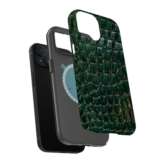 Green Alligator Tough Cases For Apple iPhone (17, 16, 15, 14, 13, 12, 11, X, SE, 8, 7/ Air, Plus, Pro, Max, Mini, XR, XS), Print in USA
