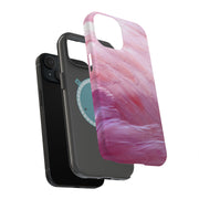 Pink Feather Tough Cases For Apple iPhone (17, 16, 15, 14, 13, 12, 11, X, SE, 8, 7/ Air, Plus, Pro, Max, Mini, XR, XS), Print in USA