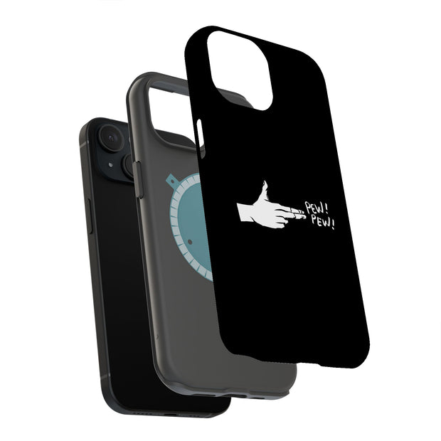 Pew Pew Hand Tough Cases For Apple iPhone (17, 16, 15, 14, 13, 12, 11, X, SE, 8, 7/ Air, Plus, Pro, Max, Mini, XR, XS), Print in USA