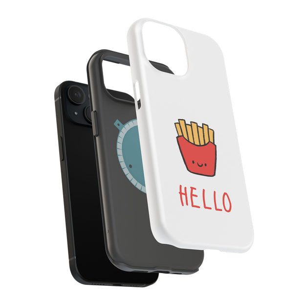 Hello Fries Tough Cases For Apple iPhone (17, 16, 15, 14, 13, 12, 11, X, SE, 8, 7/ Air, Plus, Pro, Max, Mini, XR, XS), Print in USA