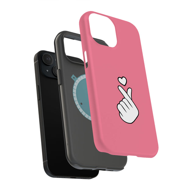 Finger Heart Tough Cases For Apple iPhone (17, 16, 15, 14, 13, 12, 11, X, SE, 8, 7/ Air, Plus, Pro, Max, Mini, XR, XS), Print in USA
