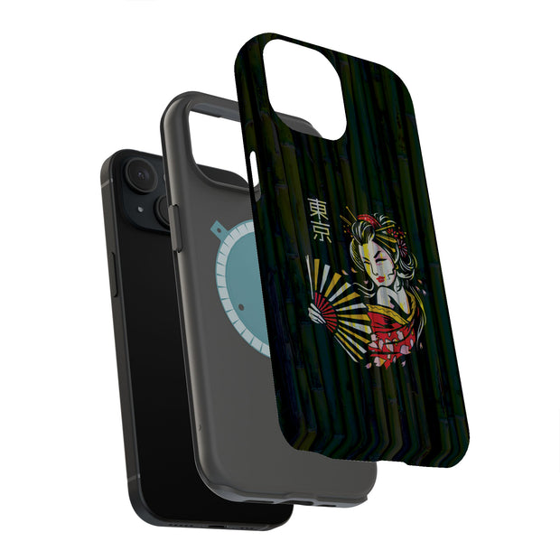 Geisha Bamboo Tough Cases For Apple iPhone (17, 16, 15, 14, 13, 12, 11, X, SE, 8, 7/ Air, Plus, Pro, Max, Mini, XR, XS), Print in USA