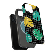 Tropical Leaves Tough Cases For Apple iPhone (17, 16, 15, 14, 13, 12, 11, X, SE, 8, 7/ Air, Plus, Pro, Max, Mini, XR, XS), Print in USA