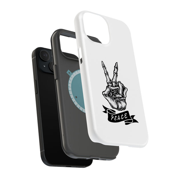 Peace Skeleton Tough Cases For Apple iPhone (17, 16, 15, 14, 13, 12, 11, X, SE, 8, 7/ Air, Plus, Pro, Max, Mini, XR, XS), Print in USA