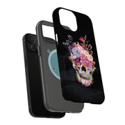 Flower Skull Tough Cases For Apple iPhone (17, 16, 15, 14, 13, 12, 11, X, SE, 8, 7/ Air, Plus, Pro, Max, Mini, XR, XS), Print in USA