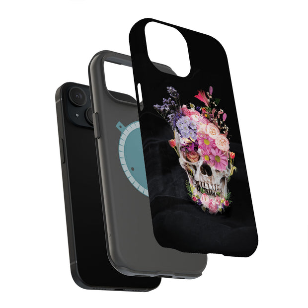 Flower Skull Tough Cases For Apple iPhone (17, 16, 15, 14, 13, 12, 11, X, SE, 8, 7/ Air, Plus, Pro, Max, Mini, XR, XS), Print in USA