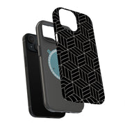 Blk Wht Box Tough Cases For Apple iPhone (17, 16, 15, 14, 13, 12, 11, X, SE, 8, 7/ Air, Plus, Pro, Max, Mini, XR, XS), Print in USA