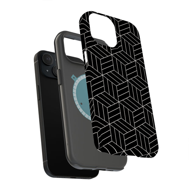 Blk Wht Box Tough Cases For Apple iPhone (17, 16, 15, 14, 13, 12, 11, X, SE, 8, 7/ Air, Plus, Pro, Max, Mini, XR, XS), Print in USA