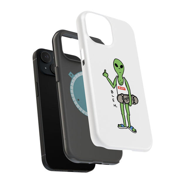 Bleh Alien Wht Tough Cases For Apple iPhone (17, 16, 15, 14, 13, 12, 11, X, SE, 8, 7/ Air, Plus, Pro, Max, Mini, XR, XS), Print in USA
