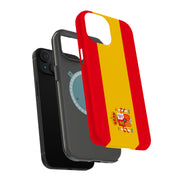 Flag Spain Tough Cases For Apple iPhone (17, 16, 15, 14, 13, 12, 11, X, SE, 8, 7/ Air, Plus, Pro, Max, Mini, XR, XS), Print in USA