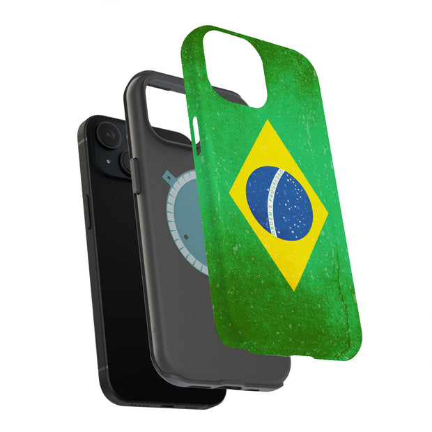 Old Flag Brazil Tough Cases For Apple iPhone (17, 16, 15, 14, 13, 12, 11, X, SE, 8, 7/ Air, Plus, Pro, Max, Mini, XR, XS), Print in USA