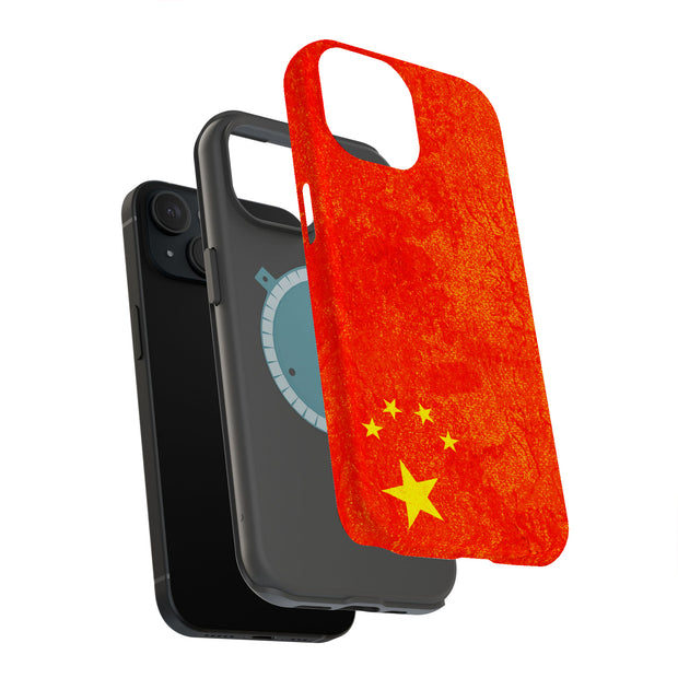Old Flag China Tough Cases For Apple iPhone (17, 16, 15, 14, 13, 12, 11, X, SE, 8, 7/ Air, Plus, Pro, Max, Mini, XR, XS), Print in USA