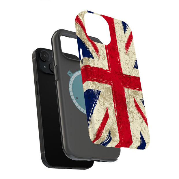 Old UK Flag Tough Cases For Apple iPhone (17, 16, 15, 14, 13, 12, 11, X, SE, 8, 7/ Air, Plus, Pro, Max, Mini, XR, XS), Print in USA