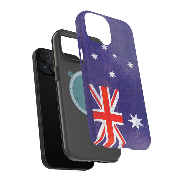 Australia Flag Tough Cases For Apple iPhone (17, 16, 15, 14, 13, 12, 11, X, SE, 8, 7/ Air, Plus, Pro, Max, Mini, XR, XS), Print in USA