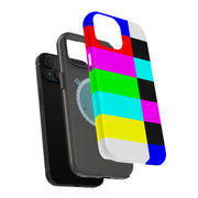 TV Color Bars Tough Cases For Apple iPhone (17, 16, 15, 14, 13, 12, 11, X, SE, 8, 7/ Air, Plus, Pro, Max, Mini, XR, XS), Print in USA